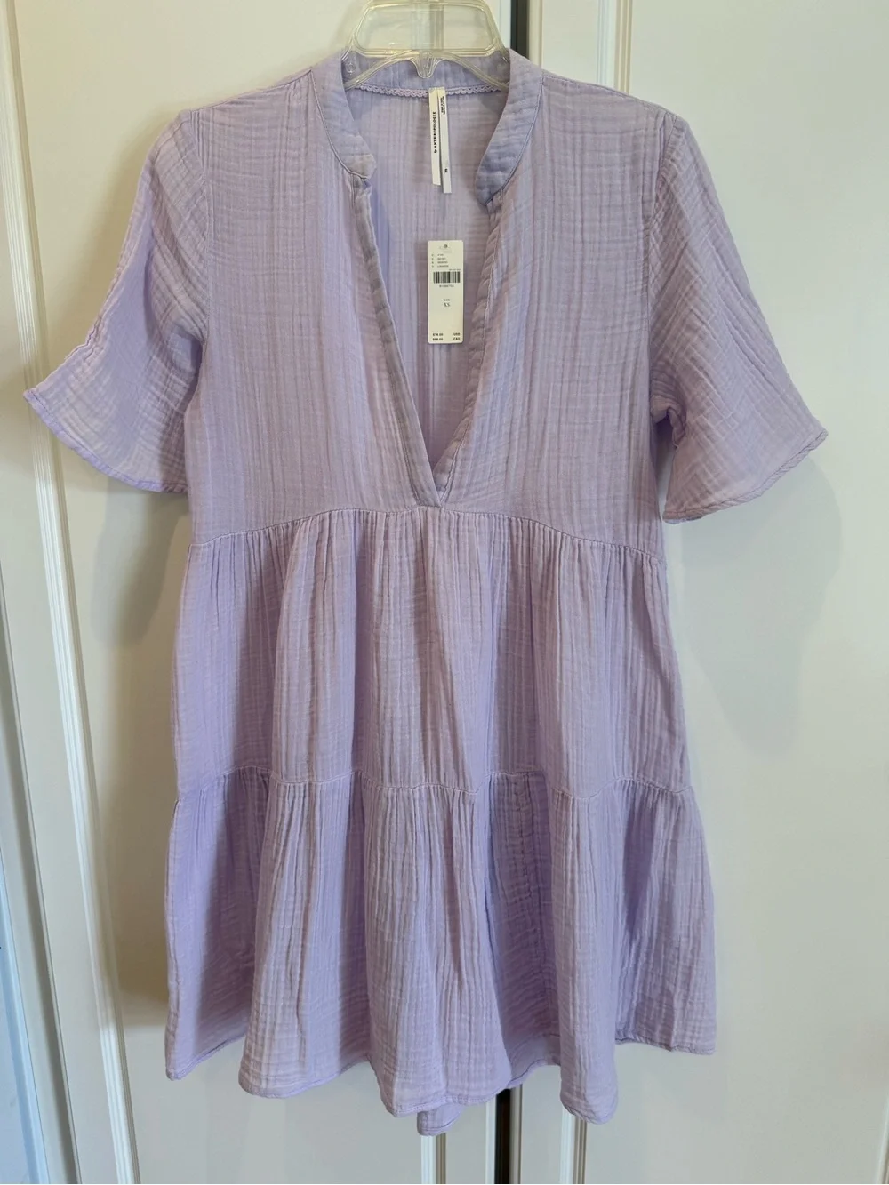 Anthropologie Kallie Flowy Mini Tunic Dress, NWT in Lavender, size XS